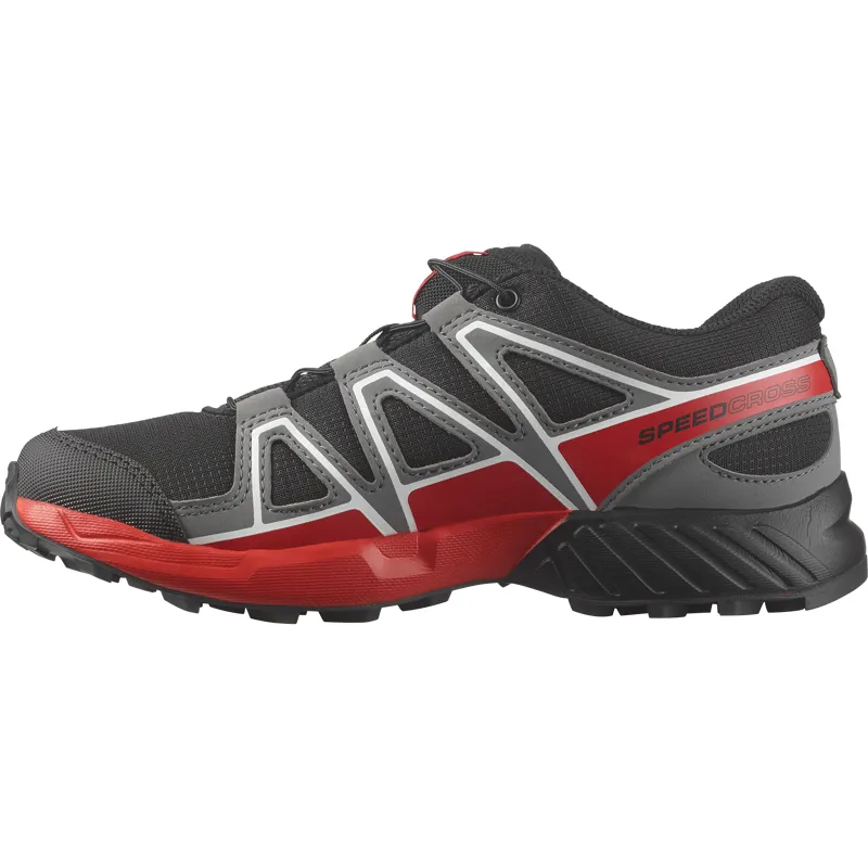 Salomon Speedcross Junior Trail Running Shoe in Black/Quiet Shade/High Risk Red-3